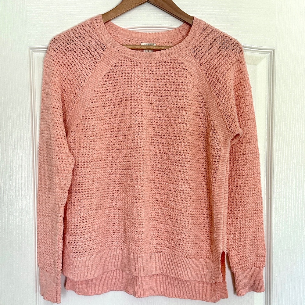 J. Crew Airspun Waffle Knit Beach Linen blend Sweater